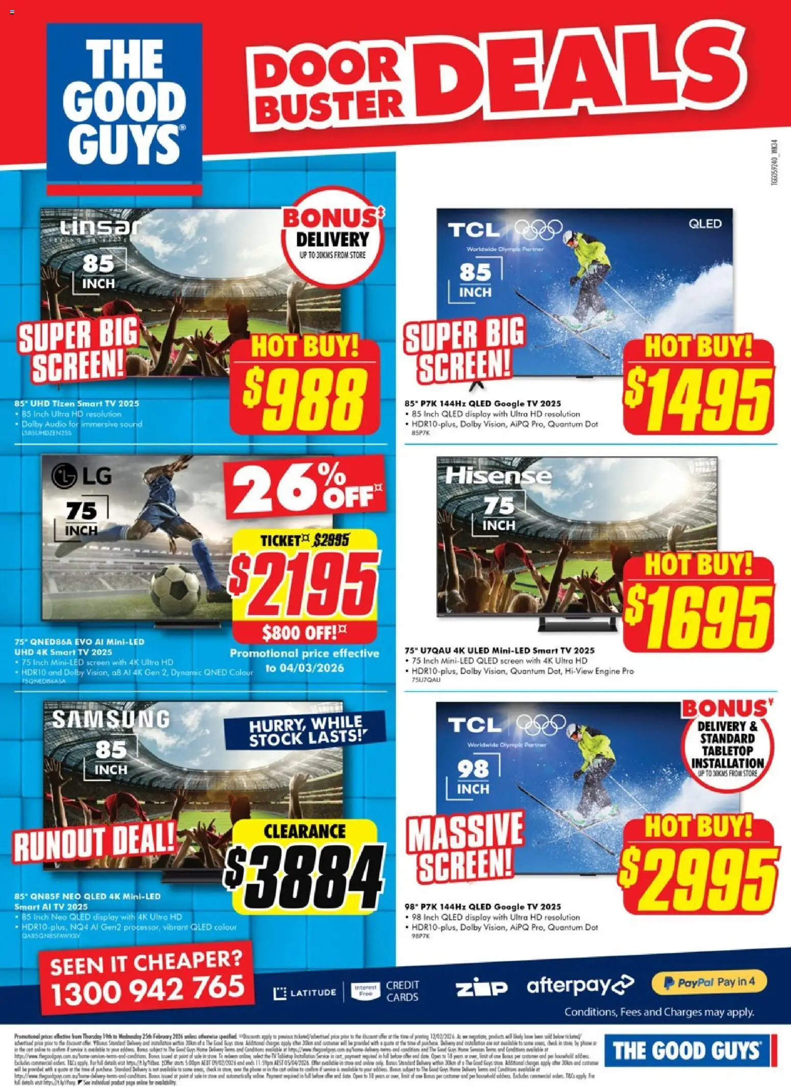 The Good Guys catalogue - valid from 18.02.2026 | Page: 4 | Products: Door, Tv, Audio, Smart tv