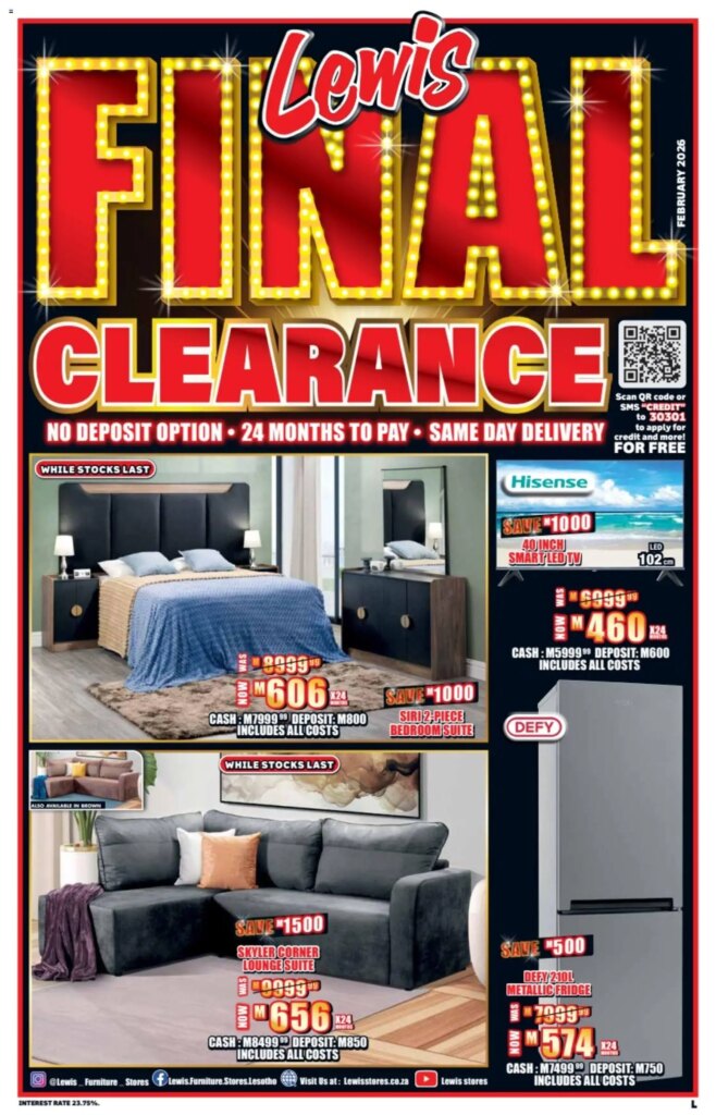 Lewis Stores – Lesotho Clearance Specials (23/02/2026 – 12/04/2026) Online
