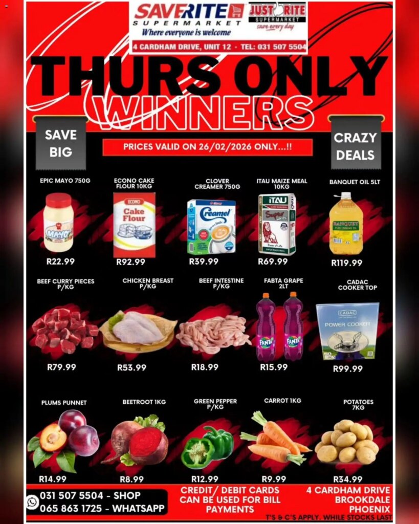 Saverite Thurs Only Winners (26/02/2026 – 26/02/2026) Online