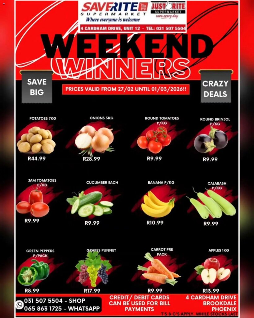 Saverite specials and catalogues Online Weekend Winners 27 February