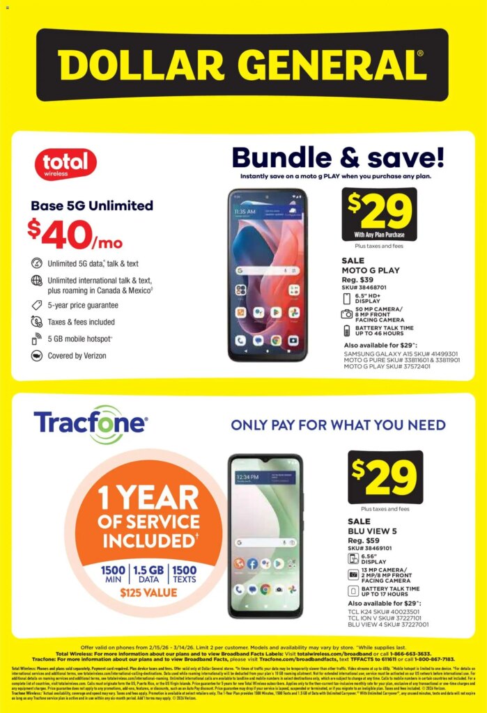 Dollar General Wireless Deals (02/15 – 03/14 2026) – Flyer