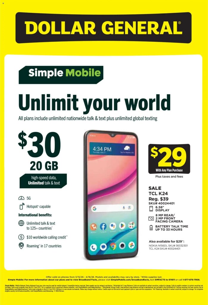 Dollar General Wireless Deals (03/15 – 04/18 2026) – Flyer