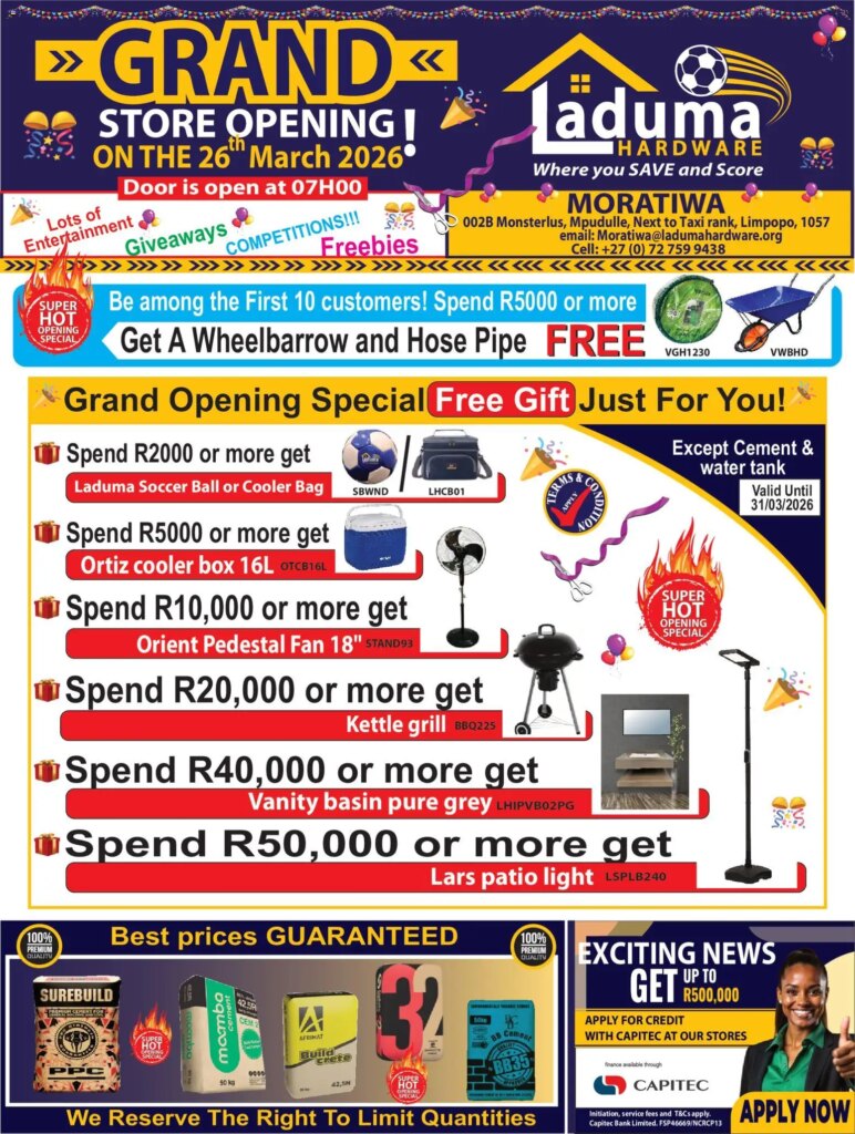Laduma Hardware Moratiwa Specials (26/03/2026 – 31/03/2026) Online