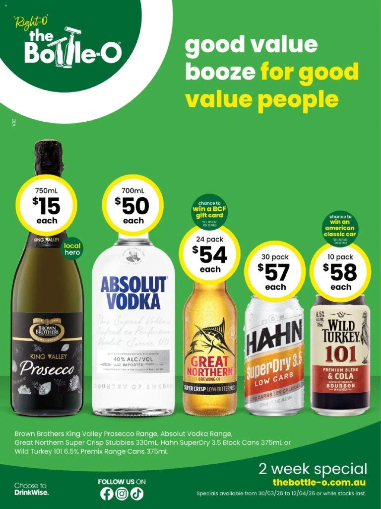 The Bottle-O catalogue  – 30/03/2026 > weekly / monthly specials