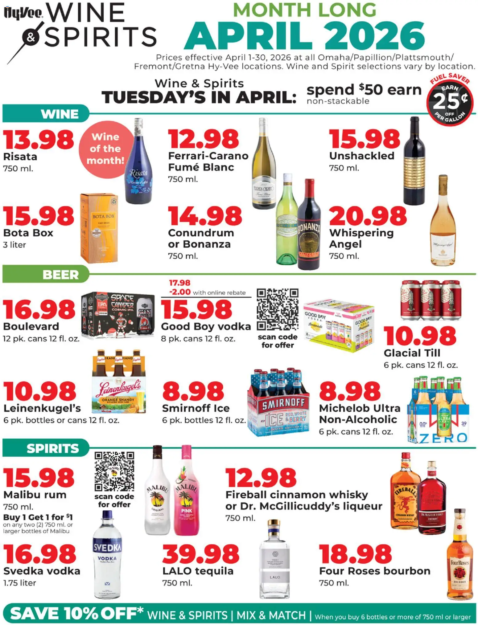 HyVee Wine & Spirits Monthlong (04/01 - 04/30 2026) - Flyer 1