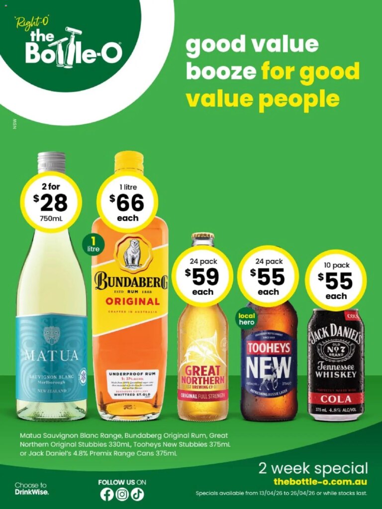 The Bottle-O catalogue CANBERRA – 13/04/2026 > weekly / monthly specials