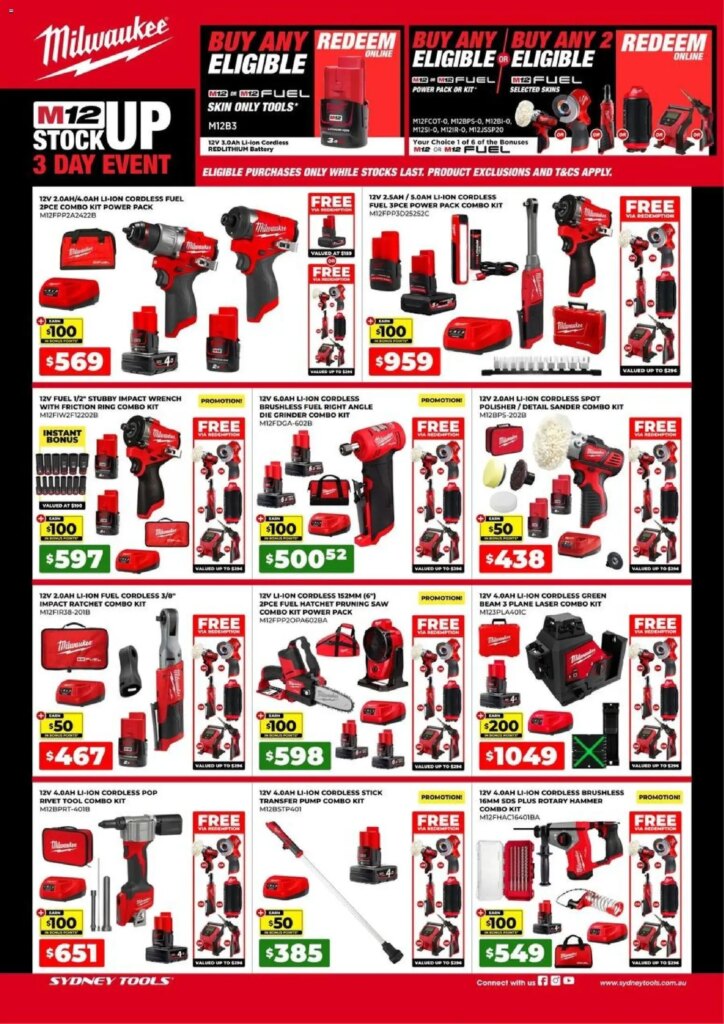 Sydney Tools Milwaukee 3 Day Event – 16/04/2026 > weekly / monthly specials