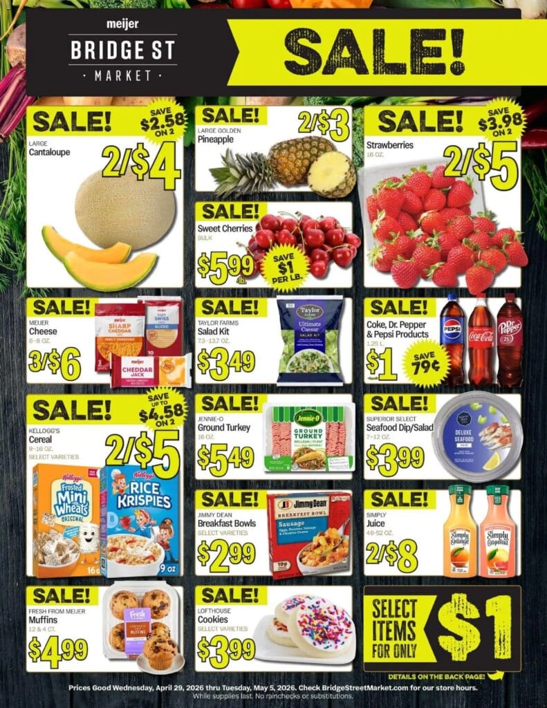 Meijer Bridge Street Market Offers This Week: April 29 to May 5 2026 Savings!