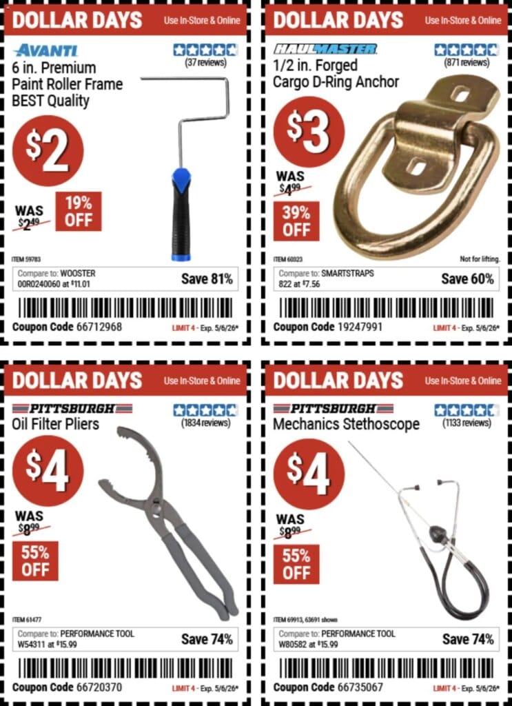 Harbor Freight Dollar Days Deals 04 23 to 05 06 This Week