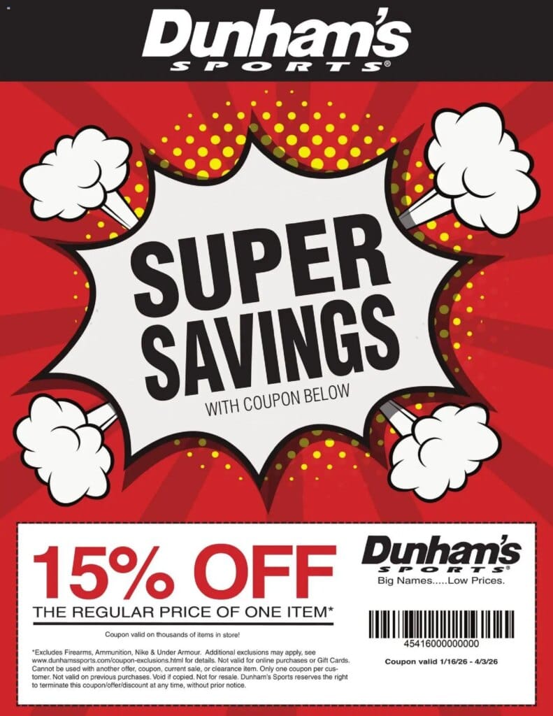 Dunham’s Sports Coupon This Week: Hot Deals March 6 to March 6 2026