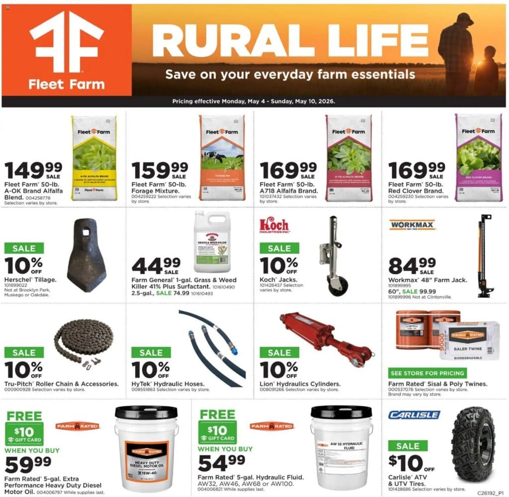 Massive Mills Fleet Farm Rural Life Sale May 4 to May 10 2026!