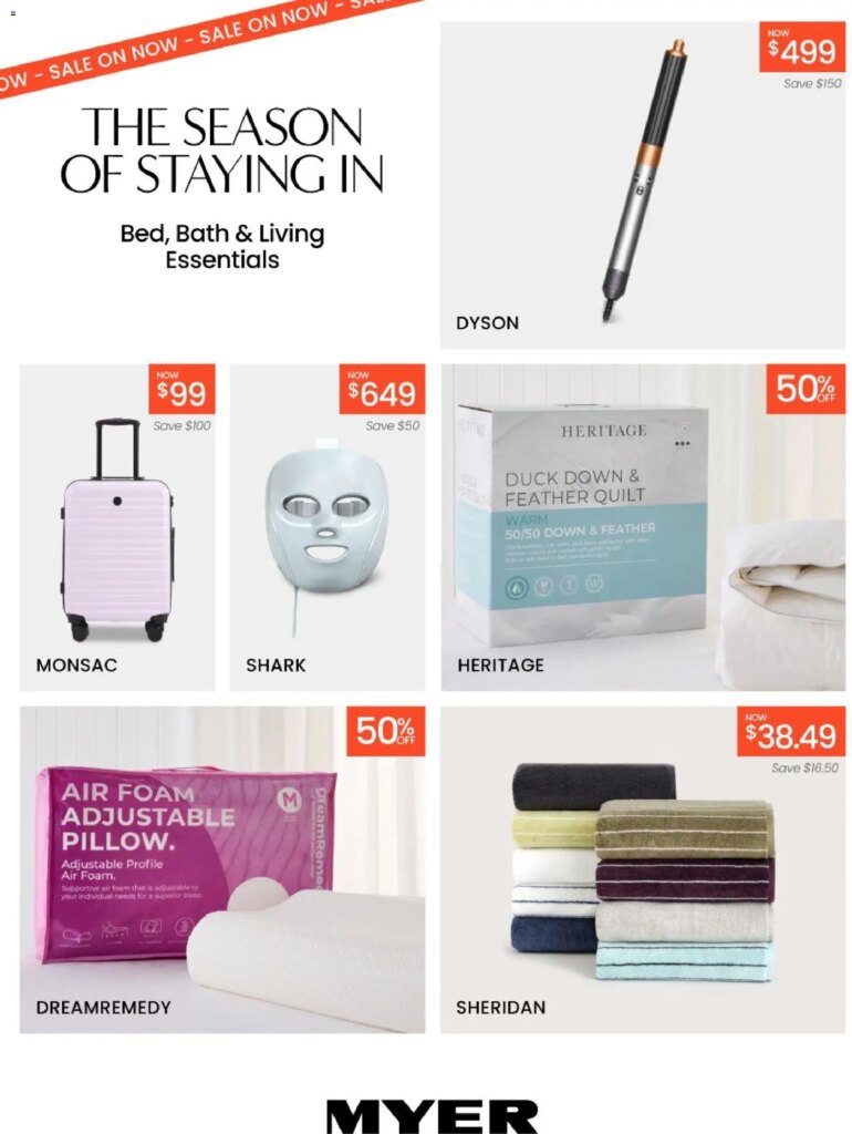 Myer Bed, Bath & Living Essentials Specials May 5 2026: Unmissable Deals!