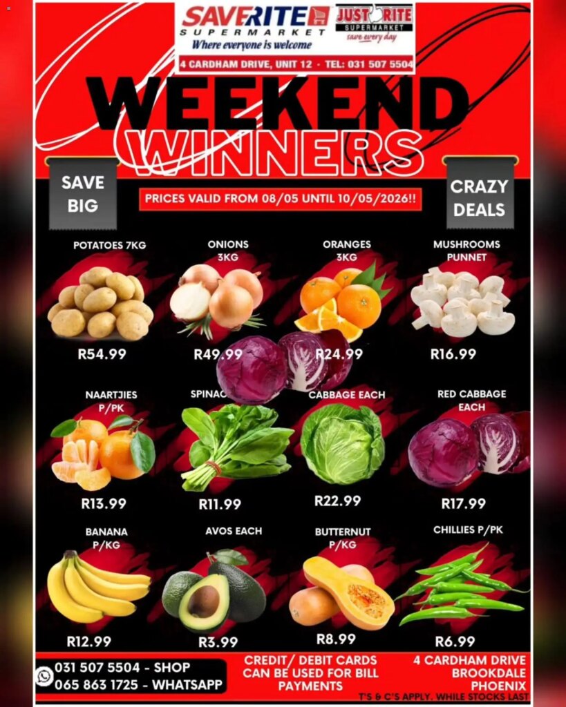 Saverite Weekend Winners Specials This Week – 8 May 2026