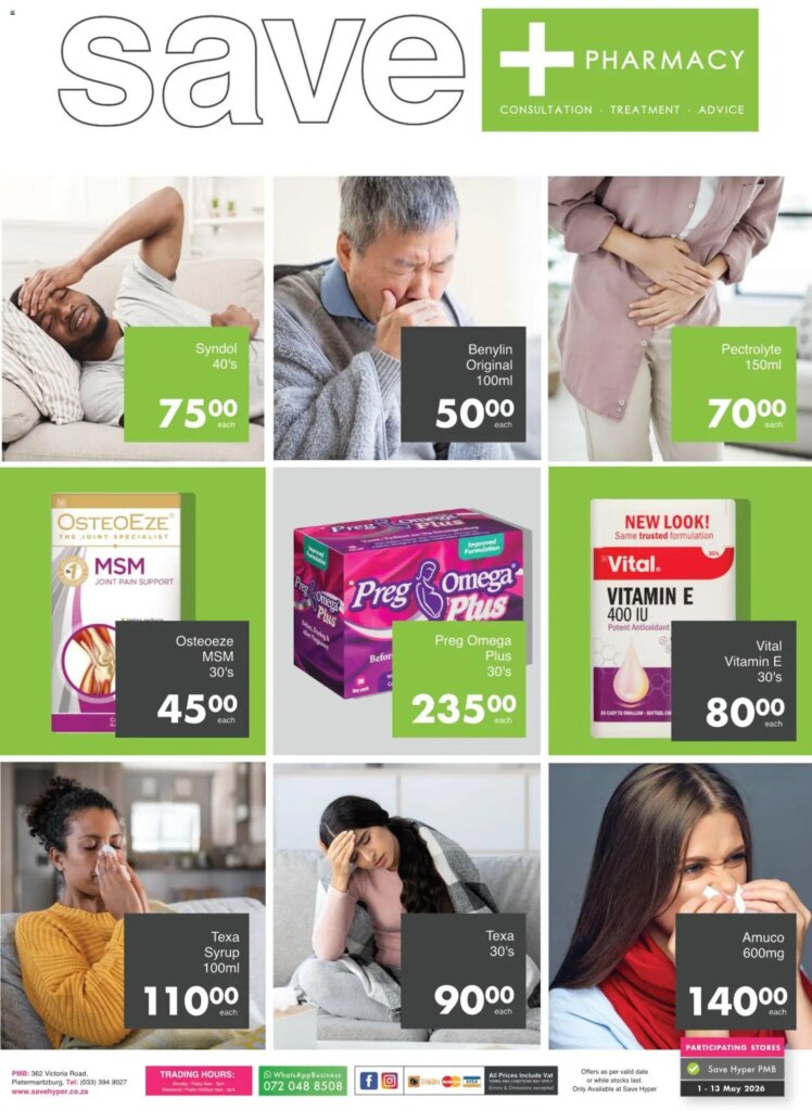 Exceptional Savings at Save Pharmacy Specials - 01 May 2026! 9 Exceptional Savings at Save Pharmacy Specials – 01 May 2026!