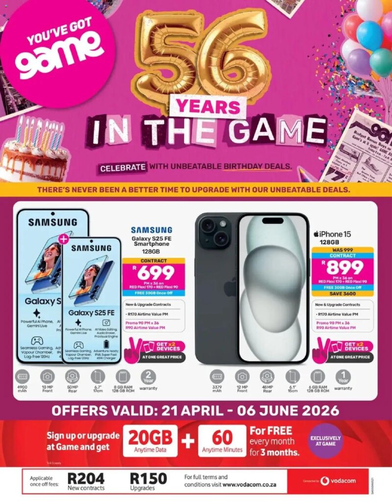 Game – 56 Years In The Game Specials This Week: 21 April 2026 Deals!