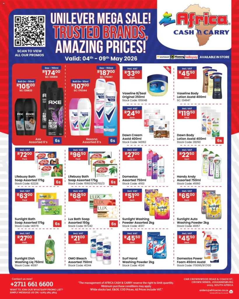 Unbeatable Deals at Africa Cash & Carry Amazing Prices Monday Promo, 04 May 2026!