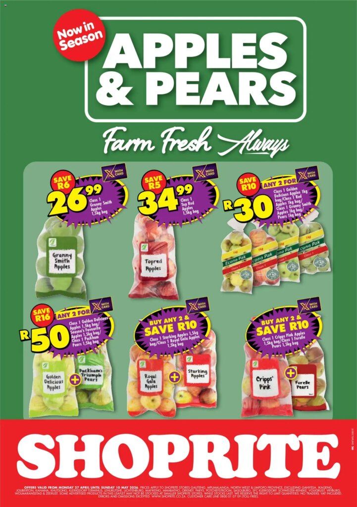 Shoprite – Gauteng – Apples and Pears: Special This Week from 27 April 2026!