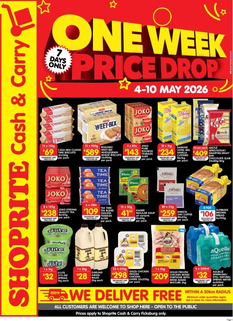 Shoprite – Gauteng – Cash & Carry One Week Price Drop Ficksburg: Specials This Week 04 May 2026