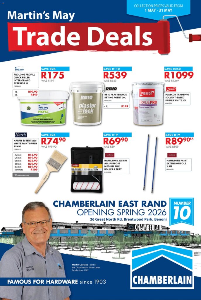 Chamberlain Specials: Exciting Deals Starting 01 May 2026!