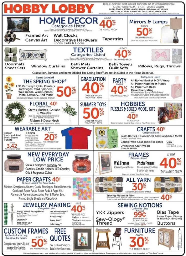 Hobby Lobby Weekly Deals May 10 to May 16 2026 – Don’t Miss Out!