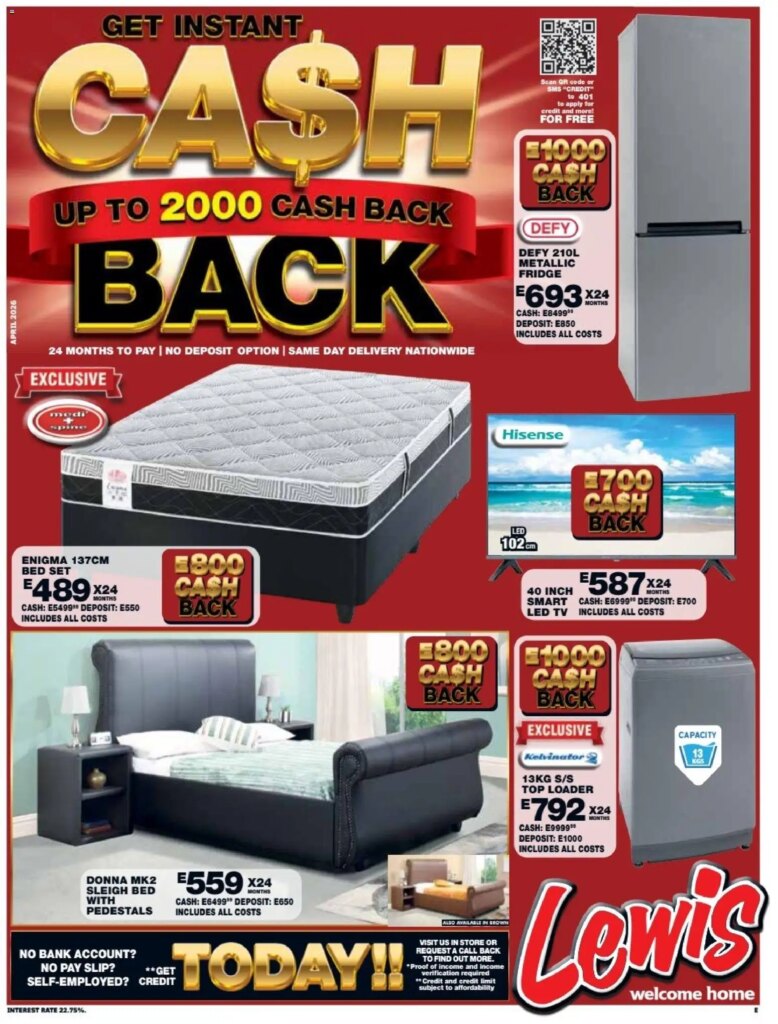 Lewis Stores Eswatini Cash Back Brochure – Special This Week, 13 April 2026!