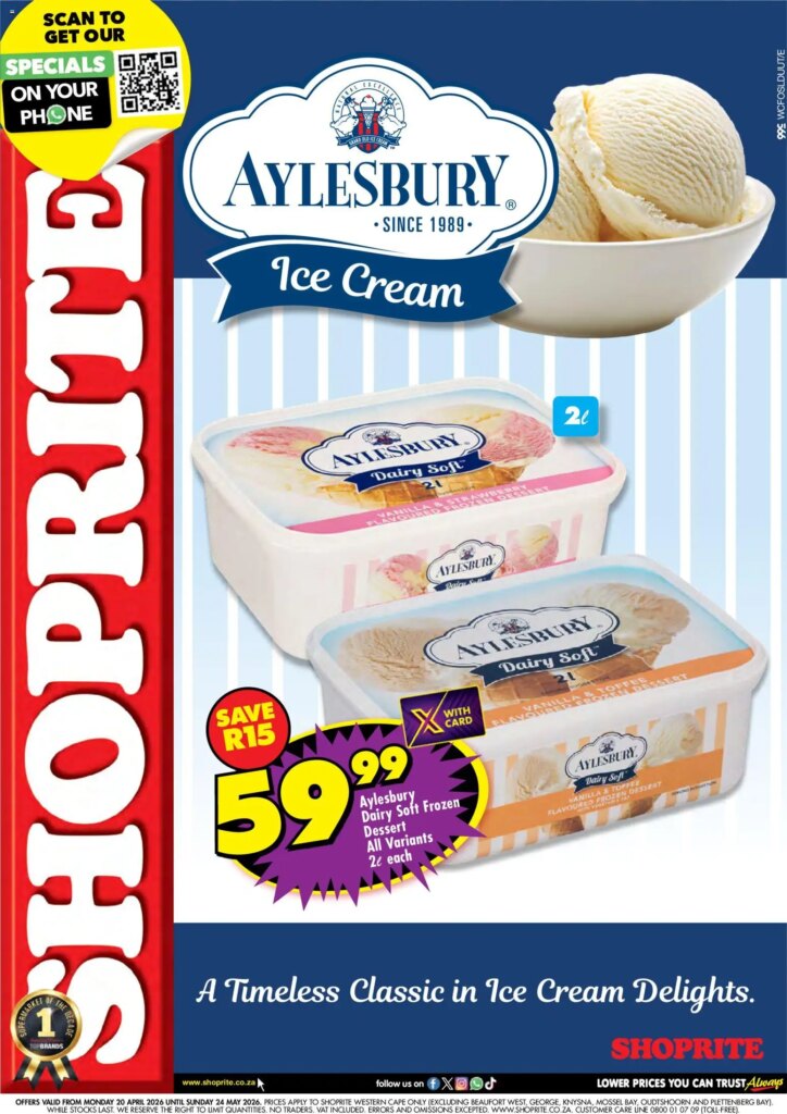 Shoprite – Western Cape – Aylesbury Ice Cream Savings: Special This Week 20 April 2026