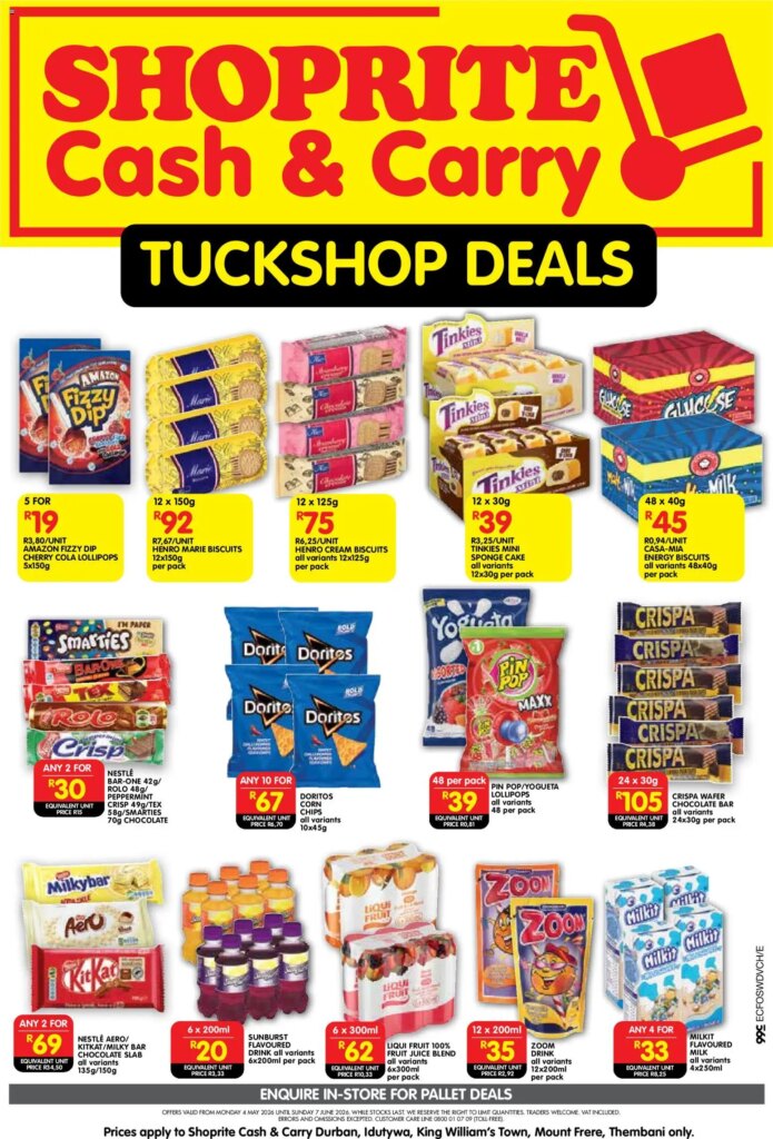 Shoprite – Kwazulu-Natal Cash & Carry Tuckshop Deals from 04 May 2026!