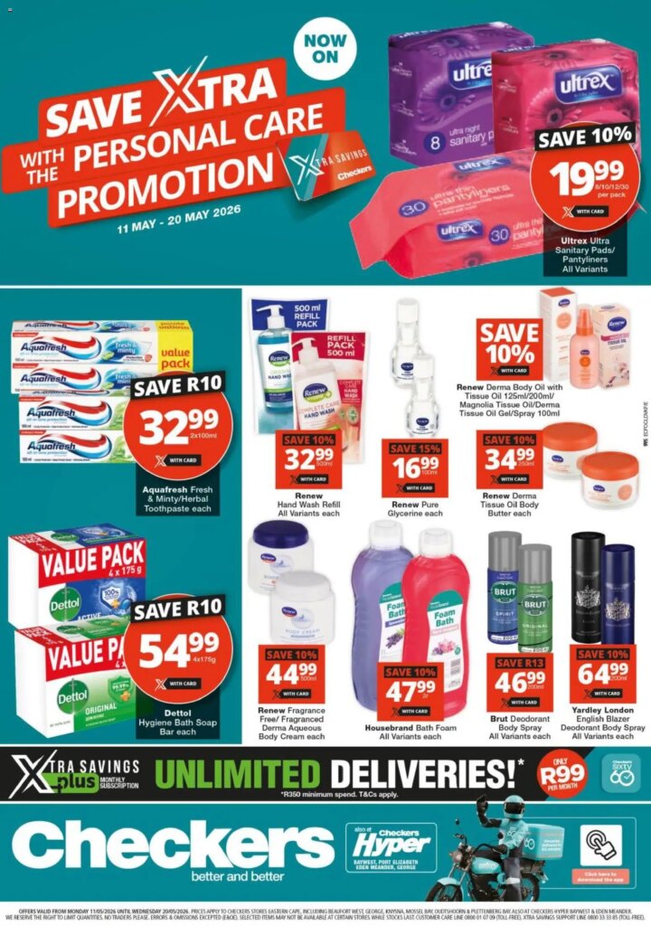 Get Your Personal Care Specials This Week at Checkers – Eastern Cape: 11 May 2026