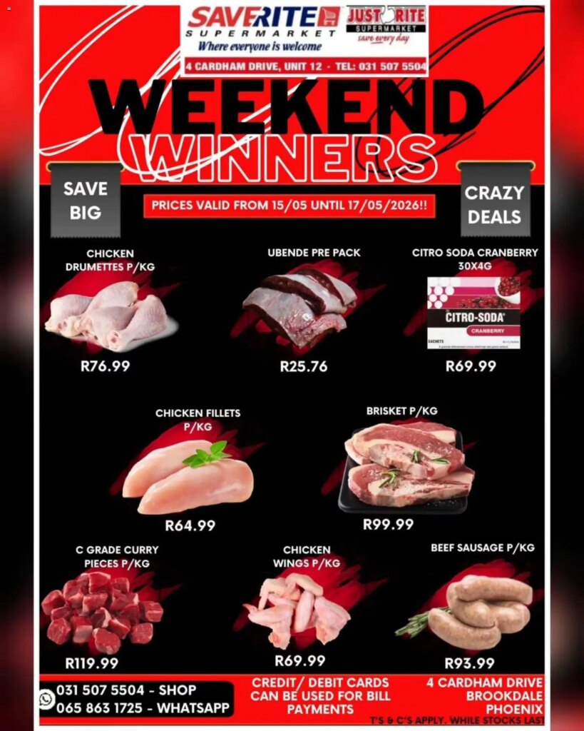 Saverite Weekend Winners: Specials This Week Starting 15 May 2026