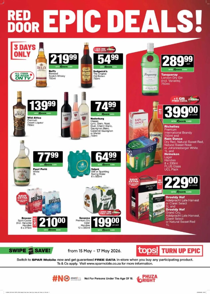 Epic Deals at Tops at Spar Red Door: Specials This Week 15 May 2026!