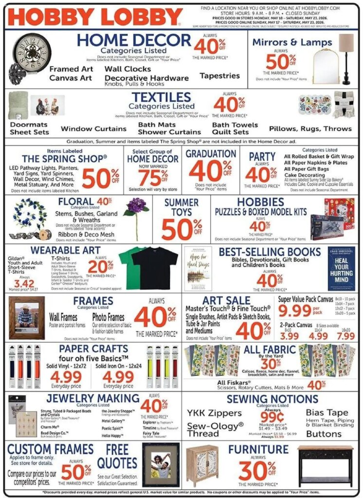 Limited-Time Hobby Lobby Deals May 17 to May 23 2026 – Check It Out!