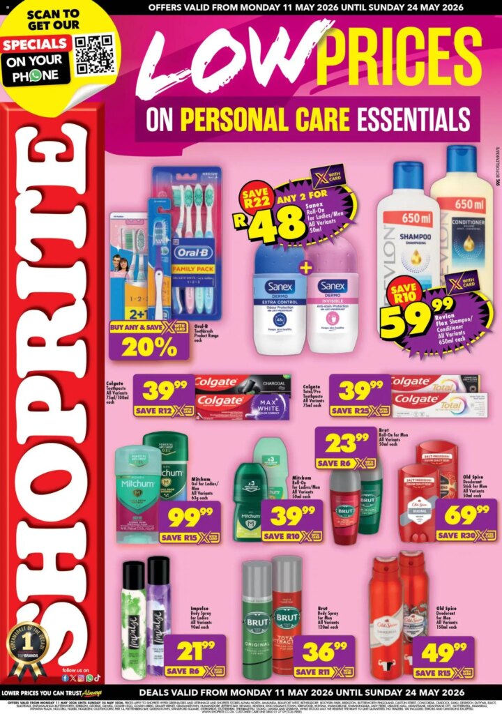 Shoprite – Eastern Cape Personal Care Essentials Specials This Week 11 May 2026