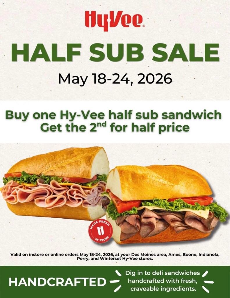 HyVee Half Sub Sale This Week: May 18 to May 24 2026 Savings Await!