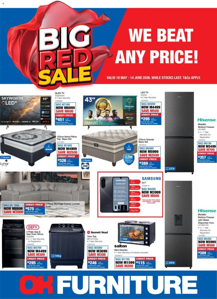 Exciting Deals at OK Furniture Catalogue Lesotho – 18 May 2026! Special This Week 5 Exciting Deals at OK Furniture Catalogue Lesotho – 18 May 2026! Special This Week
