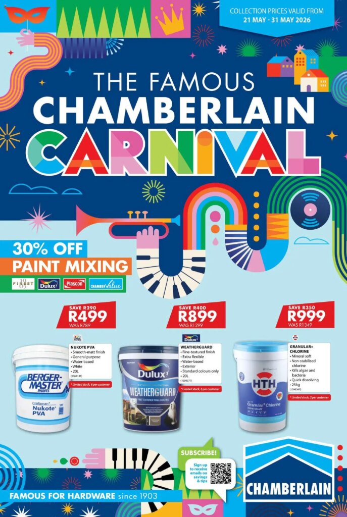 Chamberlain Famous for Carnival Promotion Specials This Week: 21 May 2026