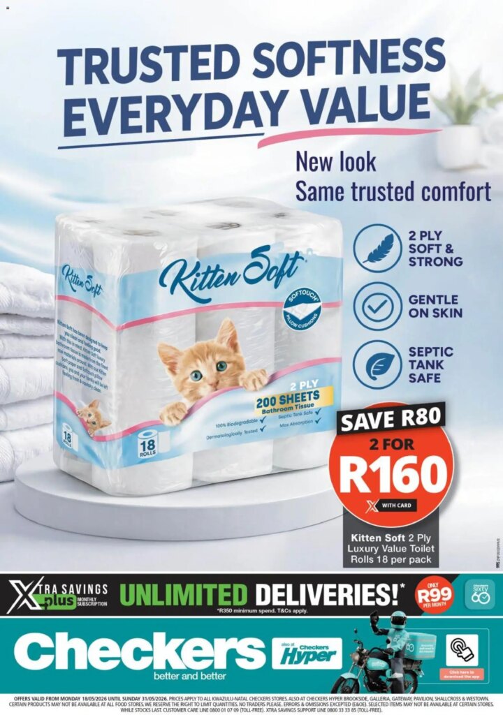 Checkers – Kwazulu Natal – Kitten Soft Promotion | Specials This Week 18 May 2026