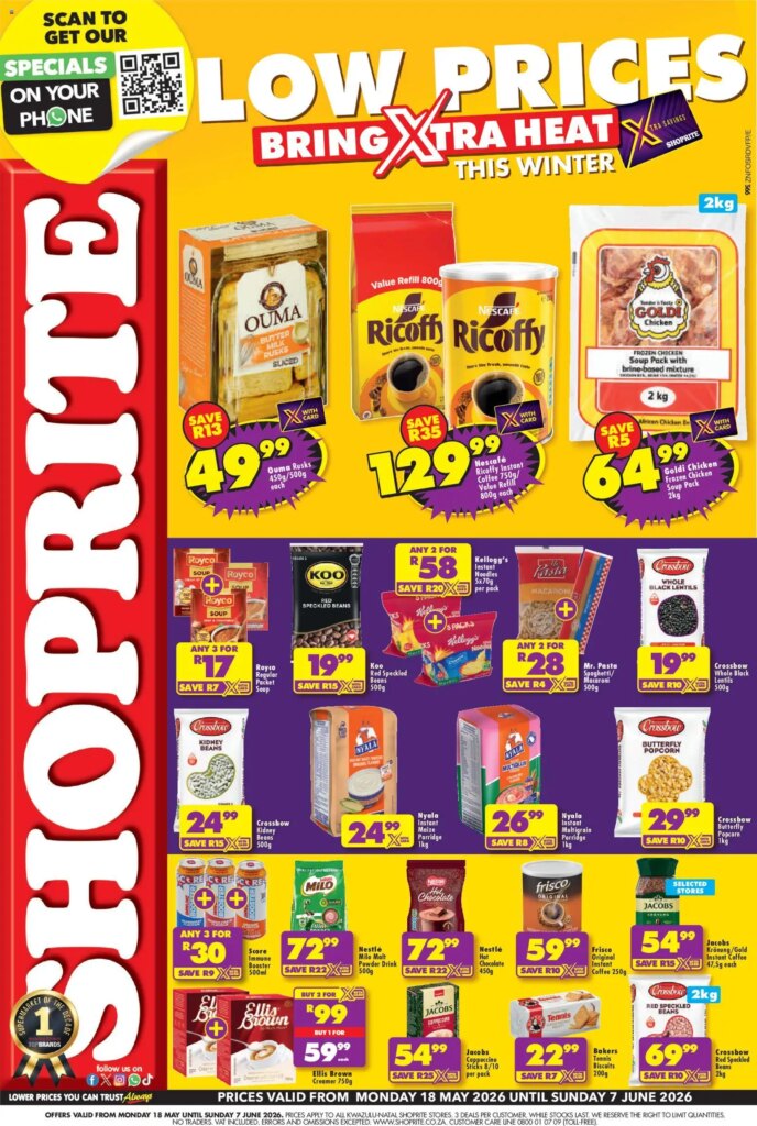Shoprite – Kwazulu-Natal: Low Price Winter Specials This Week, 18 May 2026!