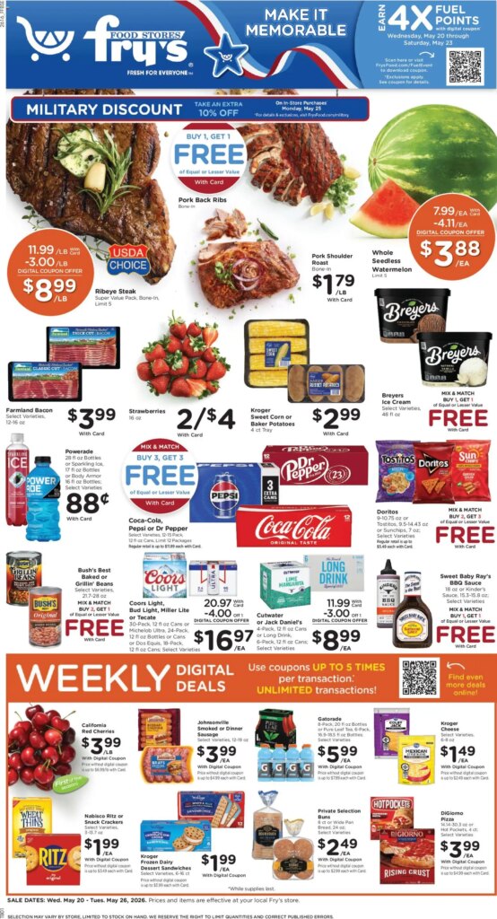 Fry’s Food Weekly Ad This Week: May 20 to May 26 2026 Savings Await!