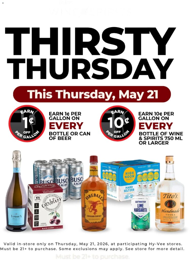 HyVee Thirsty Thursday Offers May 19 to May 21 2026 – Don’t Miss Out!