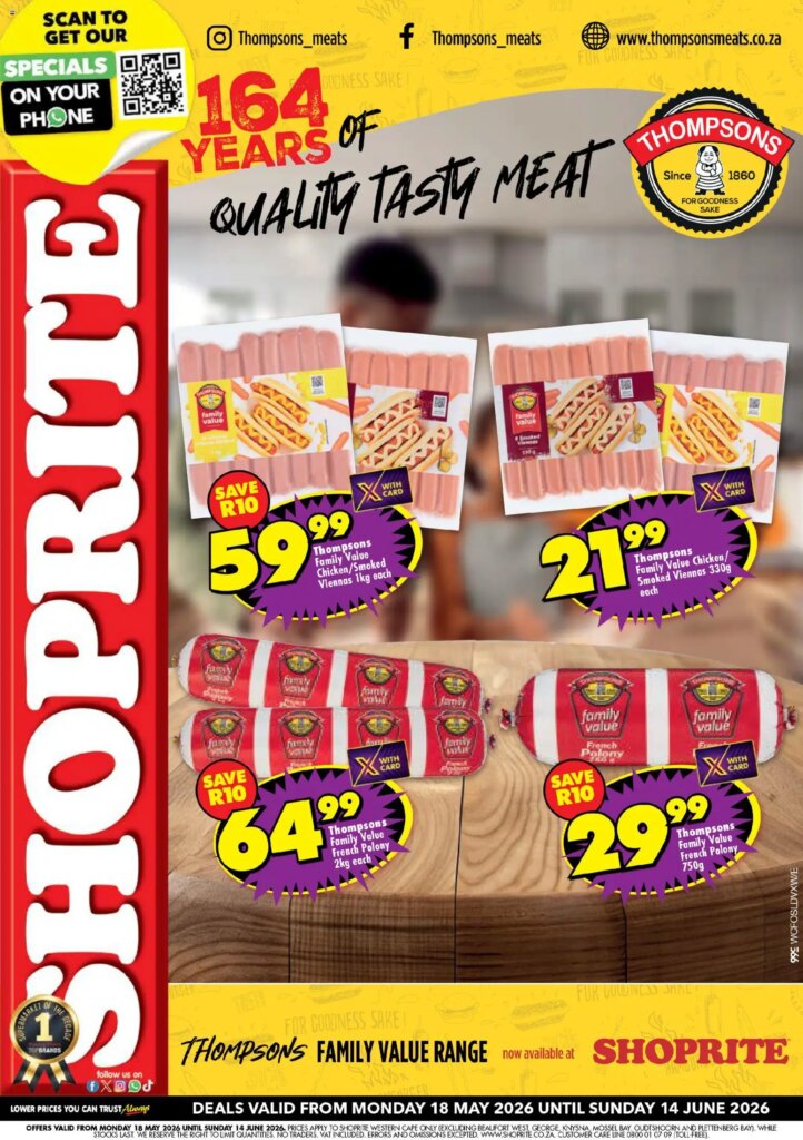Shoprite – Western Cape – Thompsons Savings Specials This Week: 18 May 2026