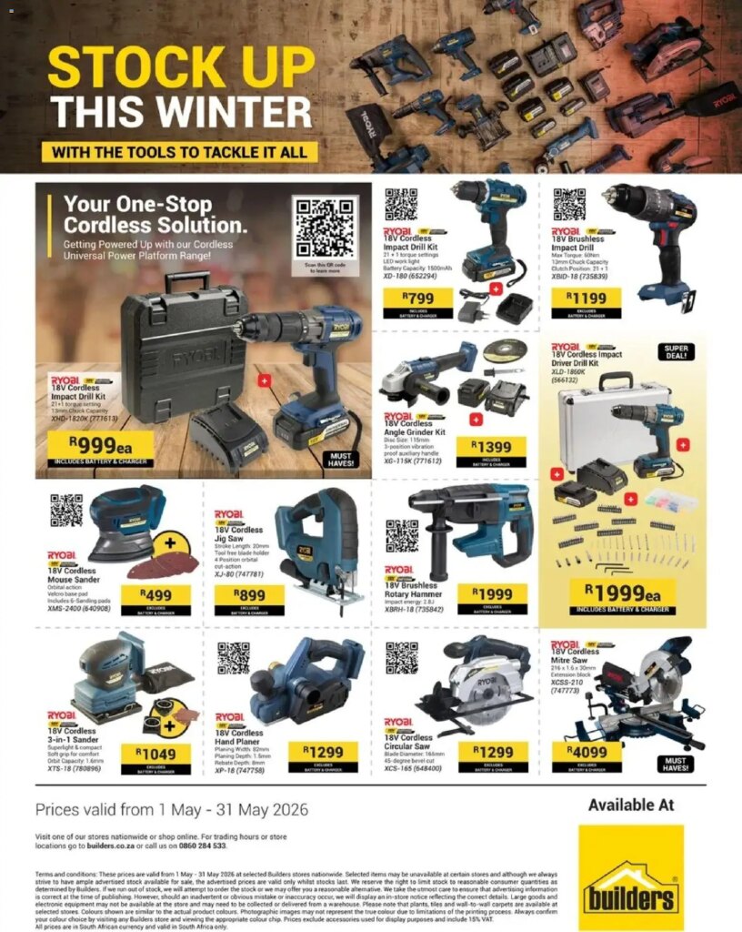 Builders – Ryobi Specials: Exciting Deals Starting 01 May 2026!