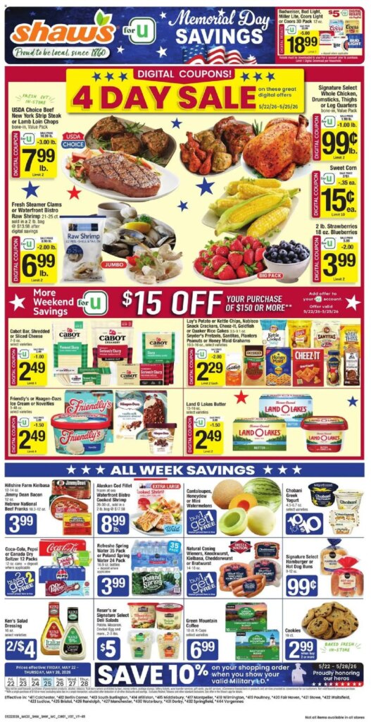 Shaw’s Weekly Ad This Week: Amazing Deals May 22 to May 28 2026