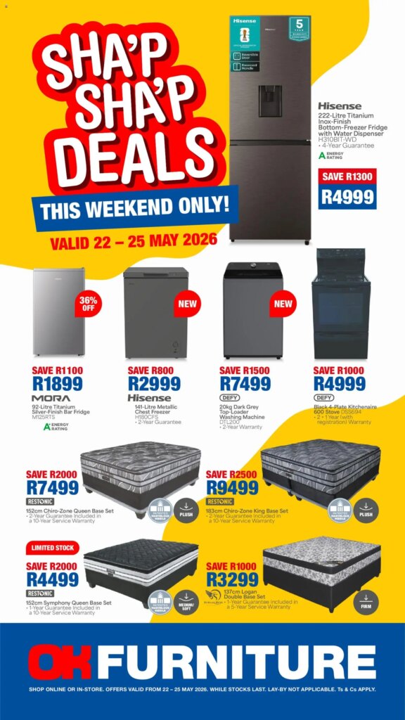 OK Furniture – Sha’P Sha’P Weekend Deals: Special This Week on 22 May 2026!