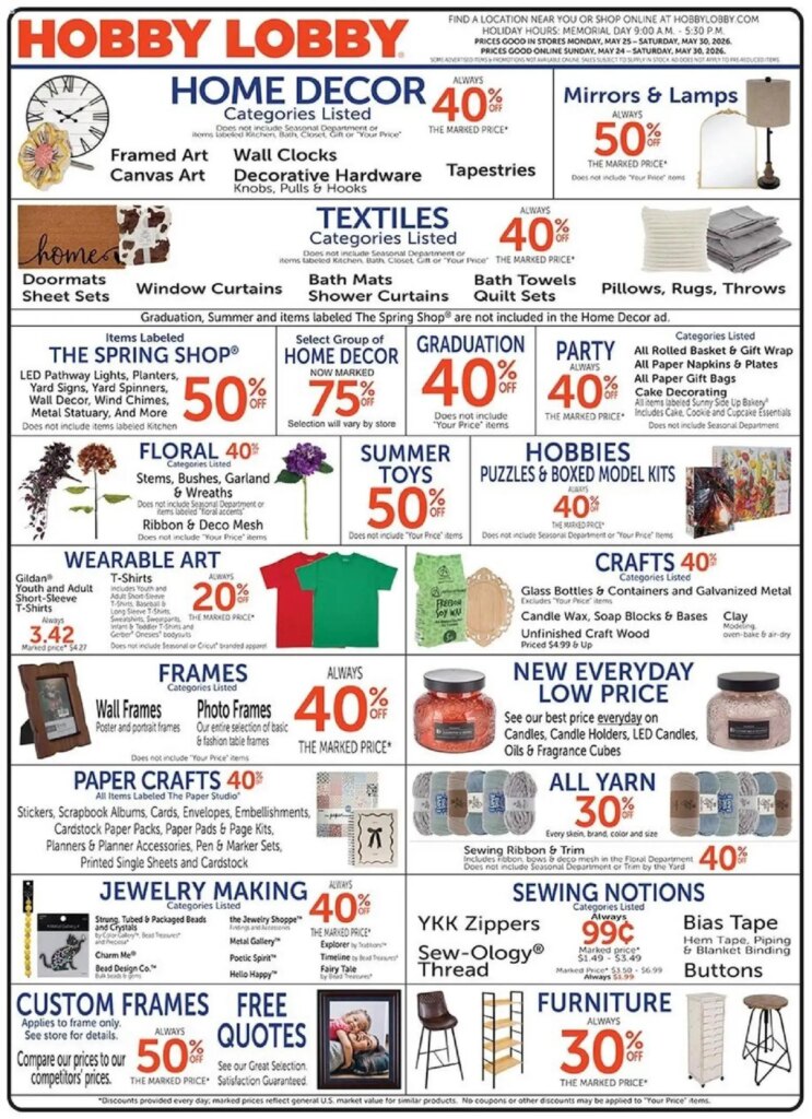 Hobby Lobby Weekly Ad This Week May 24 to May 30 2026 – Hot Offers Await!