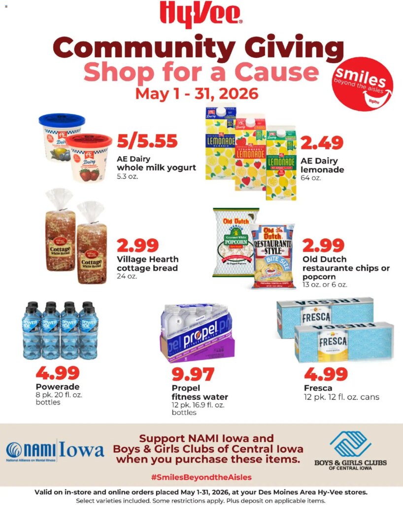 HyVee Community Giving Flyer This Week: May 1 to May 31 2026 Savings!