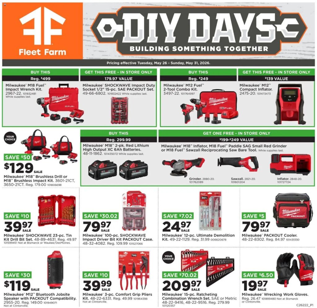 Mills Fleet Farm DIY Days Offers May 26 to May 31 2026 – Shop Now!