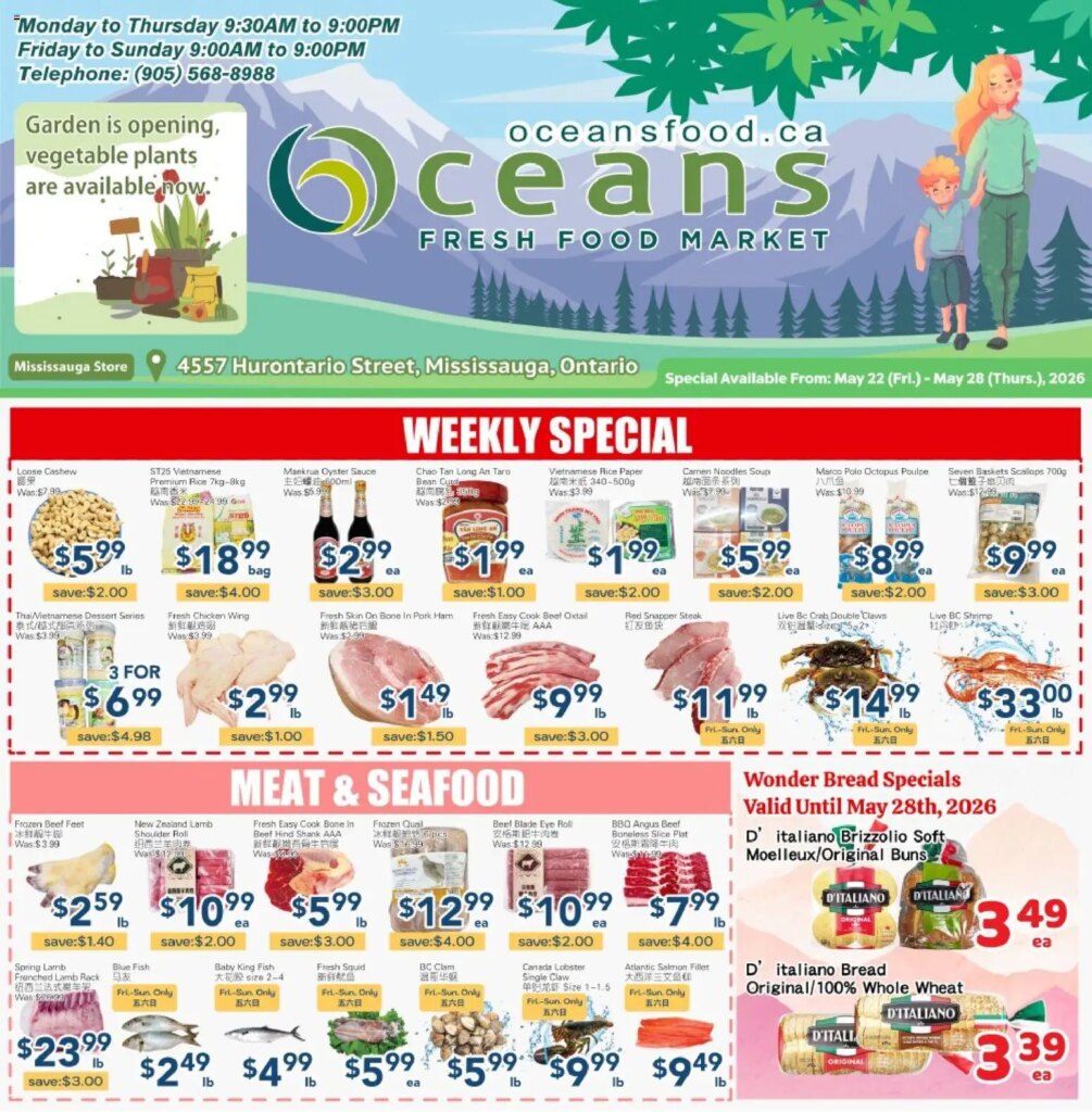 Oceans weekly flyer – Mississauga: Specials This Week from 22 May 2026