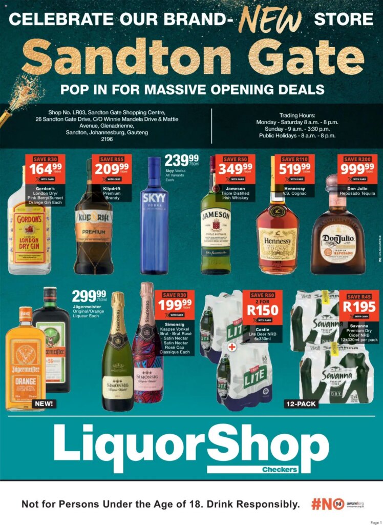 Checkers Gauteng – LiquorShop Sandton Gate Store Opening: Special This Week 23 May 2026
