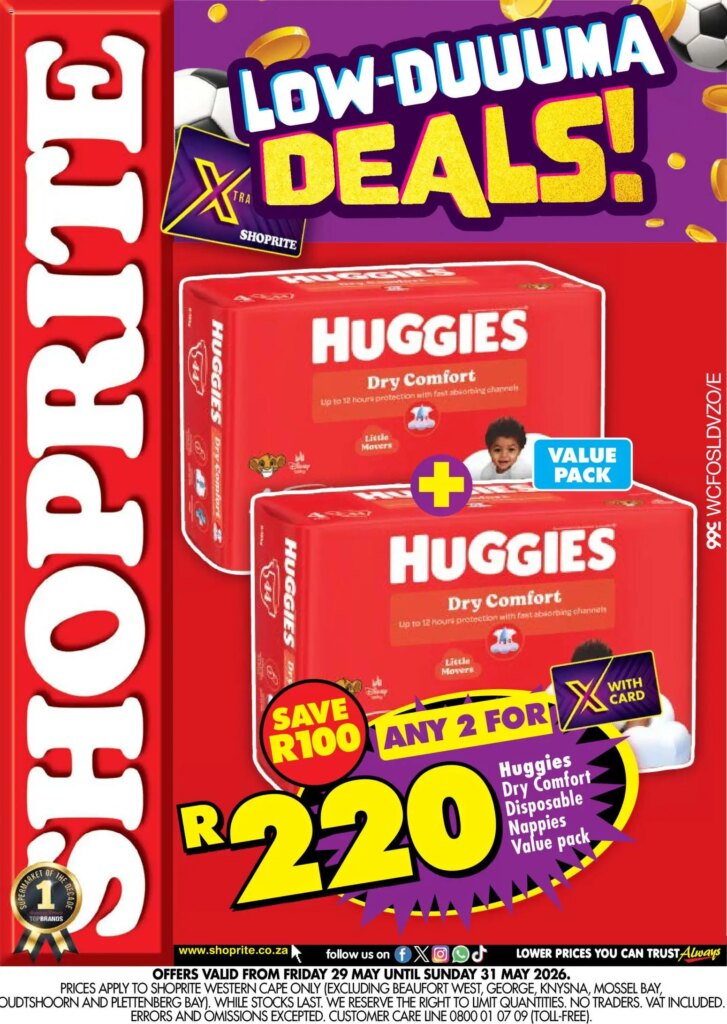 Shoprite – Western Cape: Low Price Lowduuuma Huggies Deal, 29 May 2026 Special This Week!