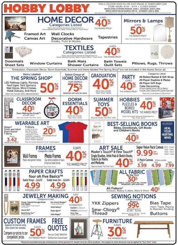 Hobby Lobby Weekly Ad This Week: Unbeatable Offers May 31 to June 6 2026